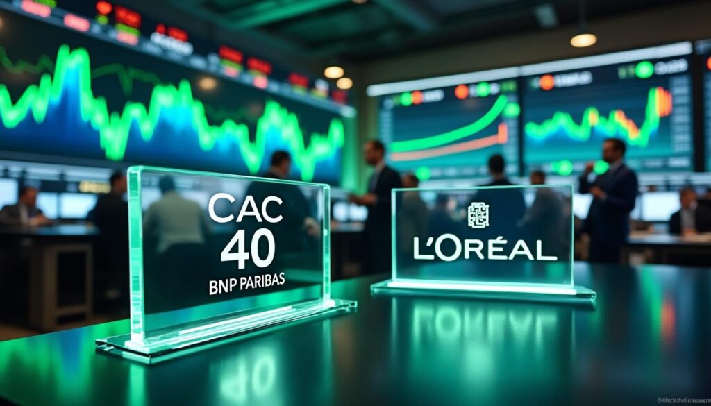 le cac 40 progresse de 1,44 % et atteint de nouveaux sommets grâce aux performances remarquables de l'oréal et bnp paribas, dynamisant ainsi le marché boursier français.