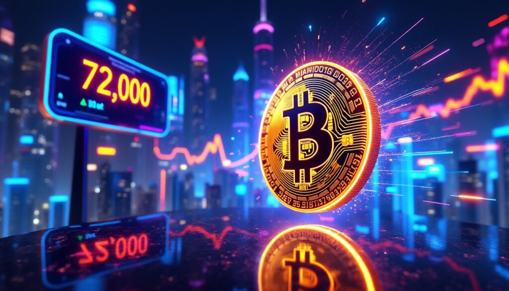 bitcoin dépasse les 72 000 $, tandis qu’ethereum, xrp et dogecoin enregistrent une hausse de plus de 3 % grâce à des nouvelles positives du marché des cryptomonnaies.