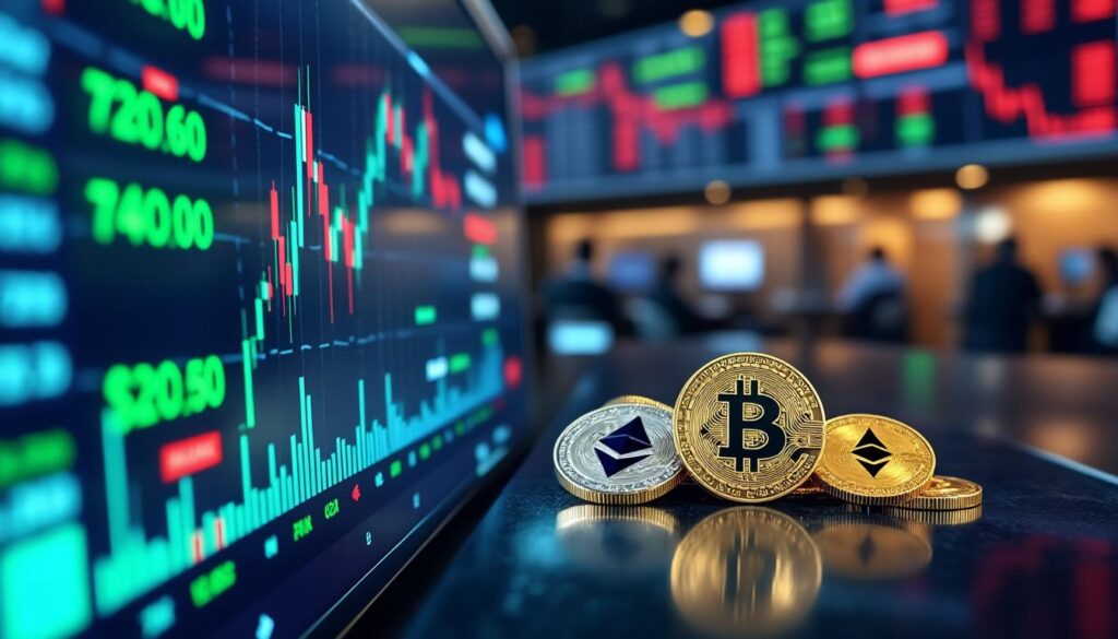 bitcoin approche les 71 000 dollars, avec une progression notable d'ethereum, xrp et dogecoin à hauteur de 1 %, reflétant une tendance haussière sur le marché des cryptomonnaies.