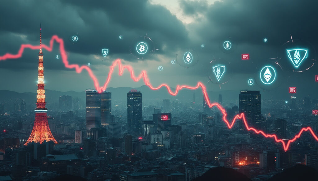 analyse de la chute des marchés au japon et en corée du sud et le rôle potentiel de la crypto-monnaie comme nouvel espoir ou simple illusion économique.
