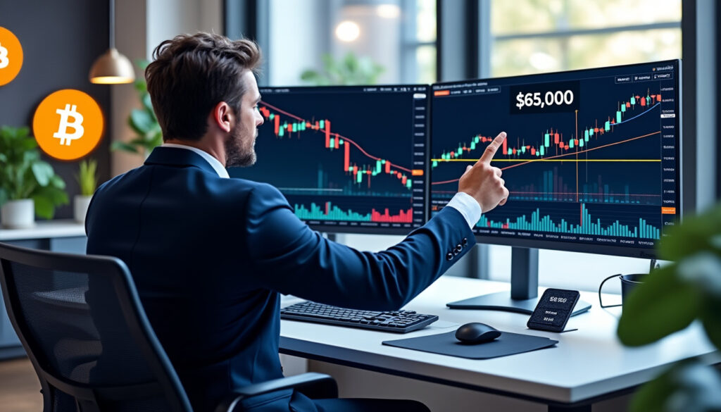 un analyste prévoit une forte hausse du bitcoin à condition que le prix franchisse le seuil critique des 65 000 dollars, marquant un tournant majeur pour la crypto-monnaie.